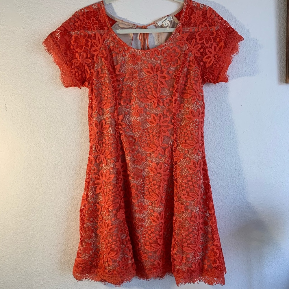 Coral floral lace ModCloth dress